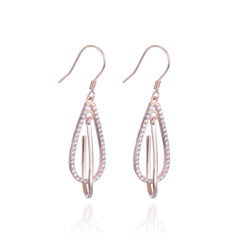 925 Sterling Silver Geometric Drop Earrings - Minimalist Modern Dangle Earrings for Women