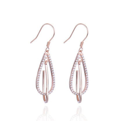 925 Sterling Silver Geometric Drop Earrings - Minimalist Modern Dangle Earrings for Women