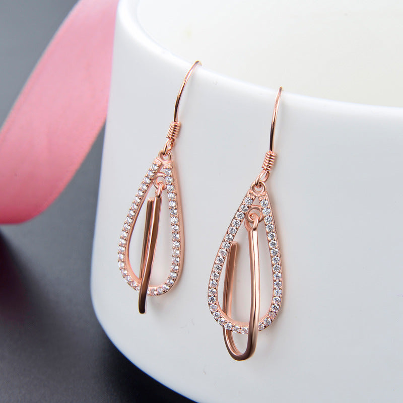 925 Sterling Silver Geometric Drop Earrings - Minimalist Modern Dangle Earrings for Women
