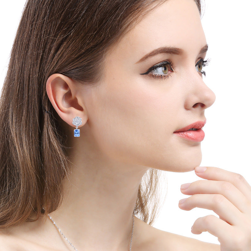 925 Sterling Silver Geometric Drop Earrings - White Gold & Rose Gold Plated Minimalist Dangle Earrings