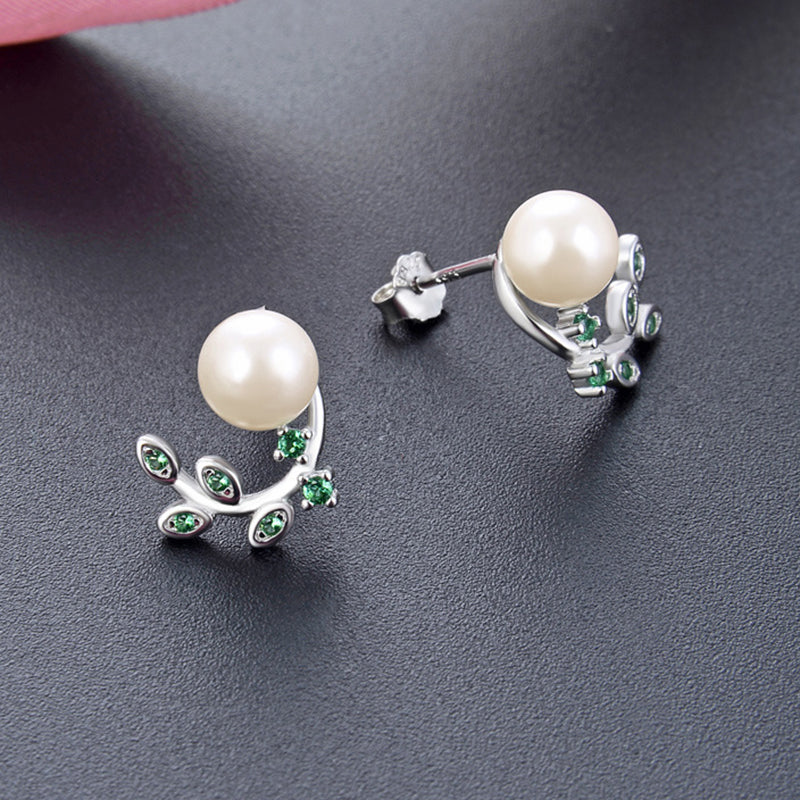 925 Sterling Silver Geometric Drop Earrings - White & Violet Zircon Korean Style Dangle Earrings with Plastic Backs