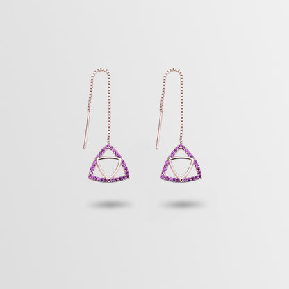 925 Sterling Silver Geometric Drop Earrings Set - Korean Style Purple/Platinum/Blue Dangle Earrings for Women