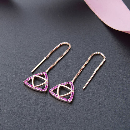 925 Sterling Silver Geometric Drop Earrings Set - Korean Style Purple/Platinum/Blue Dangle Earrings for Women