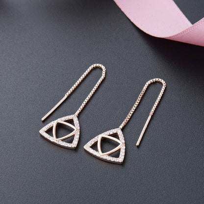 925 Sterling Silver Geometric Drop Earrings Set - Korean Style Purple/Platinum/Blue Dangle Earrings for Women