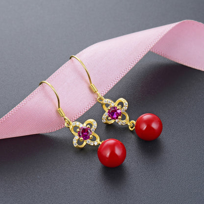 925 Sterling Silver Geometric Earrings - Korean Style Minimalist Fashion Jewelry for Women