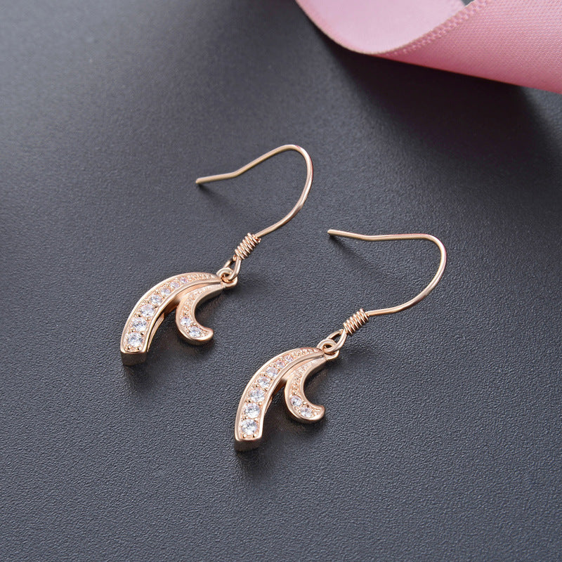 925 Sterling Silver Geometric Earrings-White Gold & Rose Gold Plated Korean Style Fashion Studs for Women