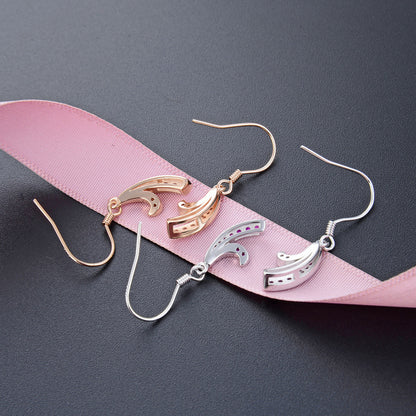 925 Sterling Silver Geometric Earrings-White Gold & Rose Gold Plated Korean Style Fashion Studs for Women