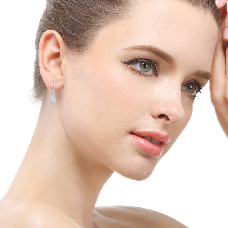 925 Sterling Silver Geometric Floral Drop Earrings - Minimalist Flower Dangle Earrings for Women
