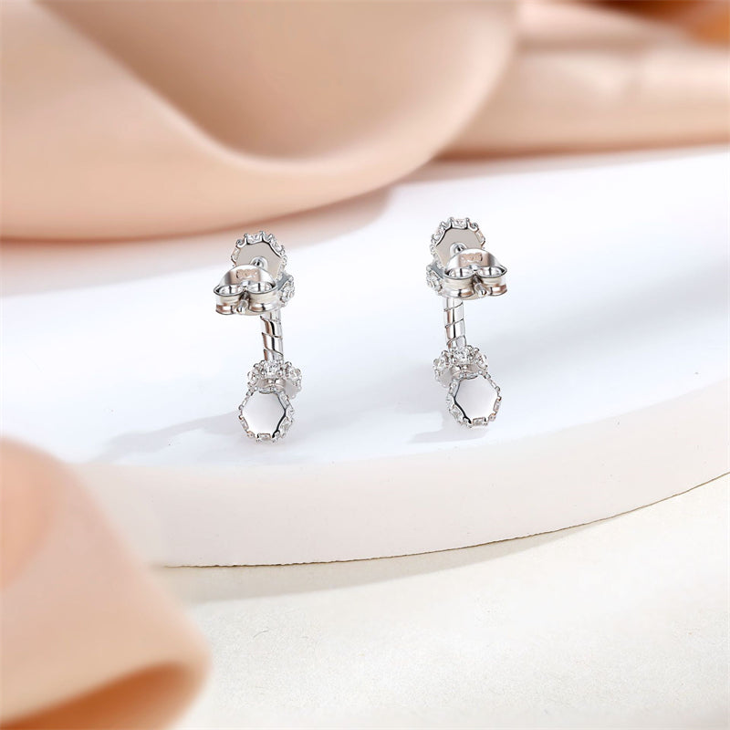 925 Sterling Silver Geometric Hoop Earrings for Women Cartier Inspired Zircon Stud Earrings Elegant White Gold Plated Ear Hoops