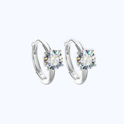 925 Sterling Silver Geometric Hoop Earrings with 5mm Moissanite - Modern Professional Ear Cuffs for Women
