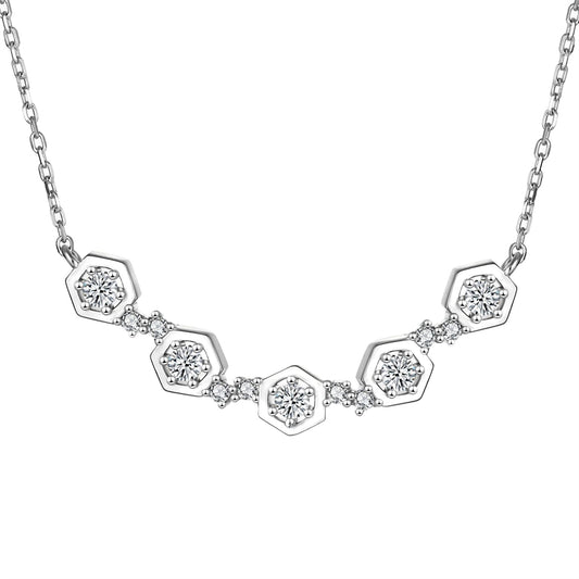 925 Sterling Silver Geometric Pendant Necklace - Modern Diamond-Cut Collarbone Chain