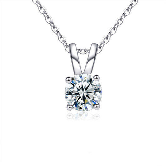 925 Sterling Silver Geometric Pendant Necklace with 0.5ct-5ct Moissanite (White/Yellow Gold) Cross Chain, Women's Minimalist Jewelry