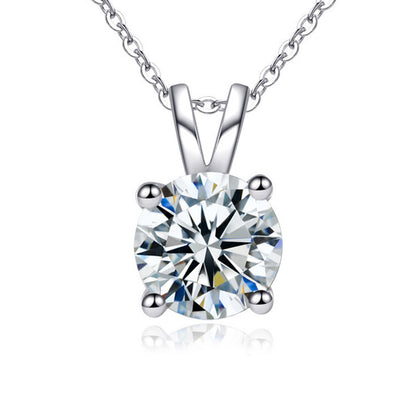925 Sterling Silver Geometric Pendant Necklace with 0.5ct-5ct Moissanite (White/Yellow Gold) Cross Chain, Women's Minimalist Jewelry