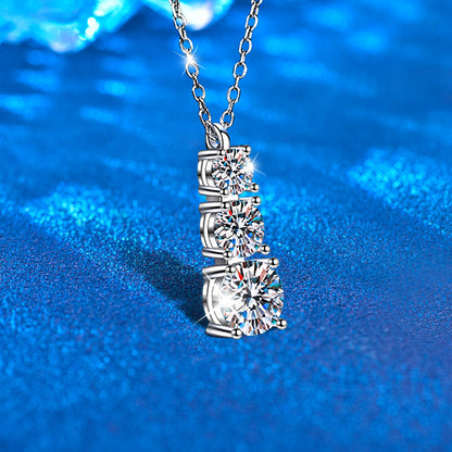 925 Sterling Silver Geometric Pendant Necklace with 1.8ct Moissanite Cross or Box Chain Women's Rhodium Plated Versatile Jewelry