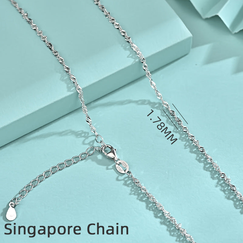 925 Sterling Silver Geometric Pendant Necklace with 12 Chain Options - White Gold Plated Professional Women's Jewelry