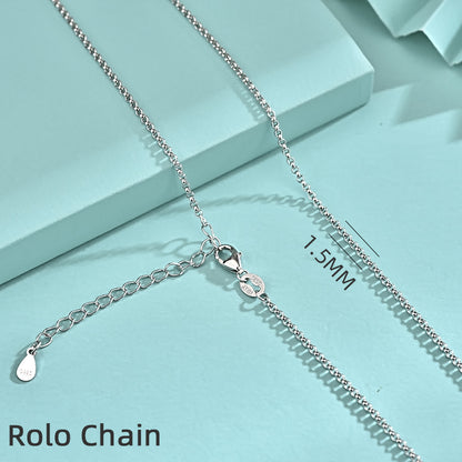 925 Sterling Silver Geometric Pendant Necklace with 12 Chain Options - White Gold Plated Professional Women's Jewelry