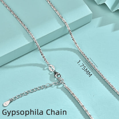 925 Sterling Silver Geometric Pendant Necklace with 12 Chain Options - White Gold Plated Professional Women's Jewelry