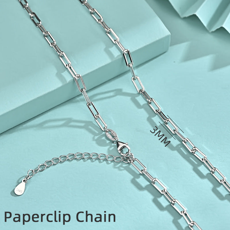 925 Sterling Silver Geometric Pendant Necklace with 12 Chain Options - White Gold Plated Professional Women's Jewelry