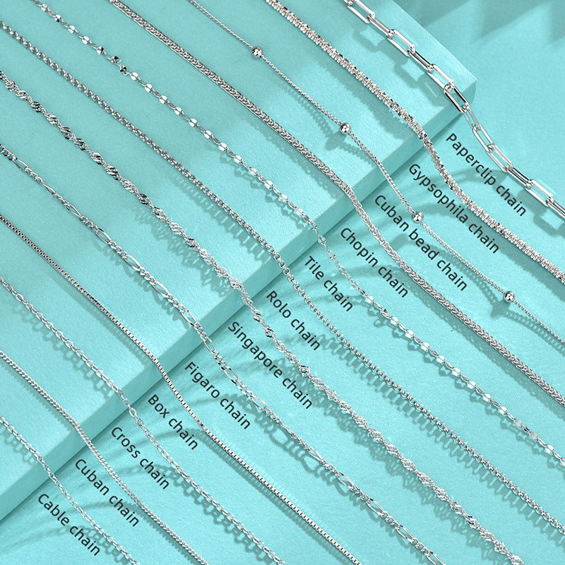 925 Sterling Silver Geometric Pendant Necklace with 12 Chain Options - White Gold Plated Professional Women's Jewelry