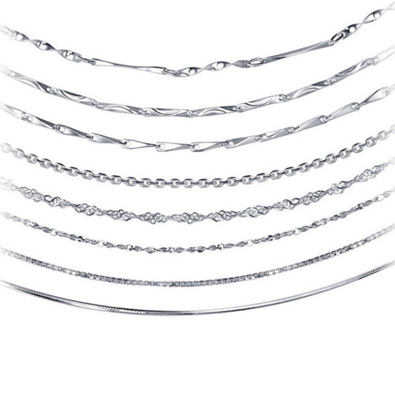 925 Sterling Silver Geometric Pendant Necklace with 12 Chain Options - White Gold Plated Professional Women's Jewelry