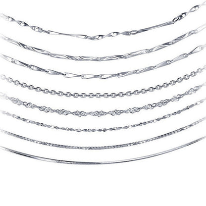 925 Sterling Silver Geometric Pendant Necklace with 12 Chain Options - White Gold Plated Professional Women's Jewelry