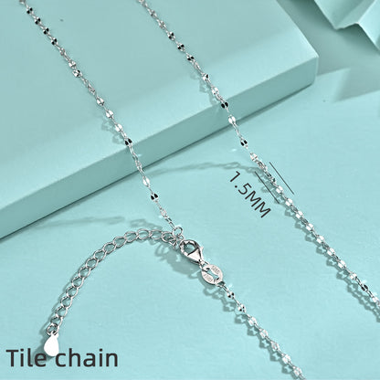 925 Sterling Silver Geometric Pendant Necklace with 12 Chain Options - White Gold Plated Professional Women's Jewelry