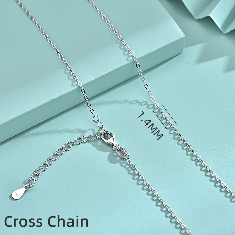925 Sterling Silver Geometric Pendant Necklace with 12 Chain Options - White Gold Plated Professional Women's Jewelry