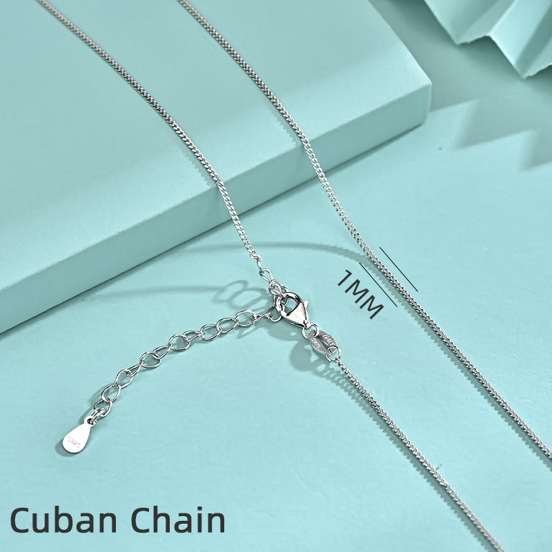 925 Sterling Silver Geometric Pendant Necklace with 12 Chain Options - White Gold Plated Professional Women's Jewelry