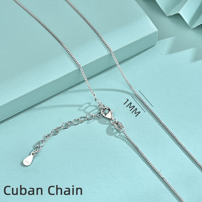 925 Sterling Silver Geometric Pendant Necklace with 12 Chain Options - White Gold Plated Professional Women's Jewelry