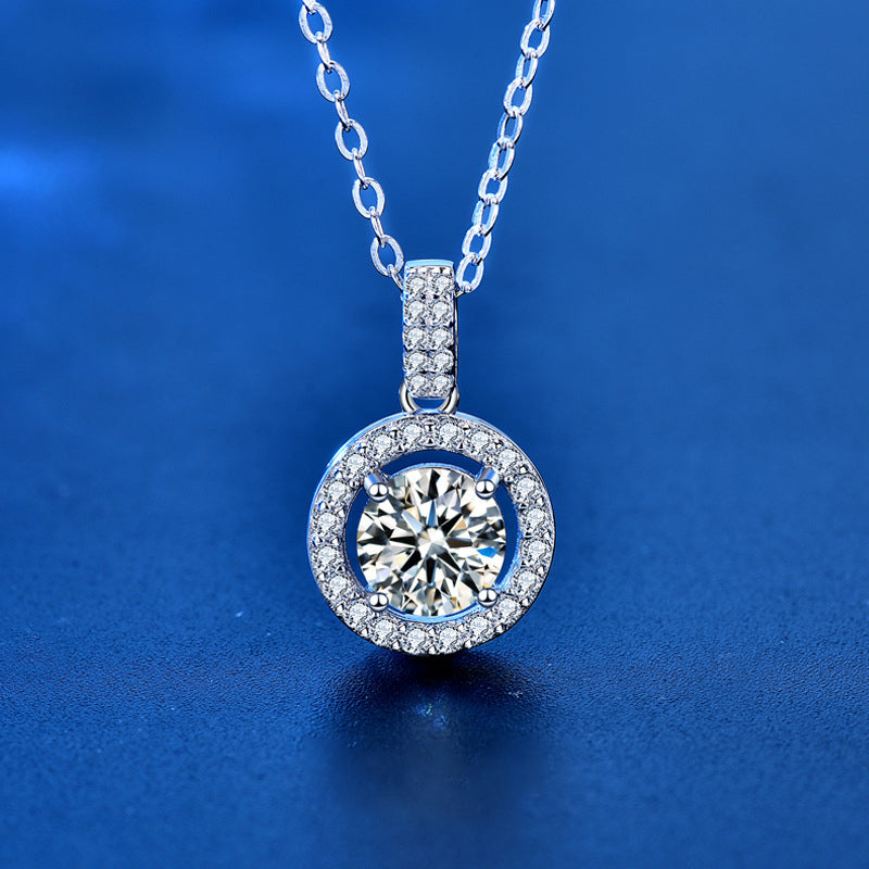 925 Sterling Silver Geometric Pendant Necklace with 1ct/2ct/5ct Moissanite Cross Chain Women's Minimalist Jewelry