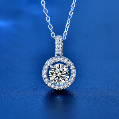 925 Sterling Silver Geometric Pendant Necklace with 1ct/2ct/5ct Moissanite Cross Chain Women's Minimalist Jewelry