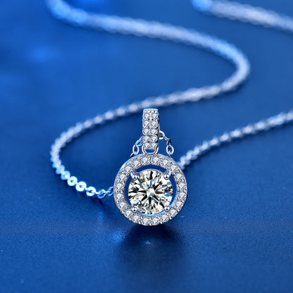 925 Sterling Silver Geometric Pendant Necklace with 1ct/2ct/5ct Moissanite Cross Chain Women's Minimalist Jewelry