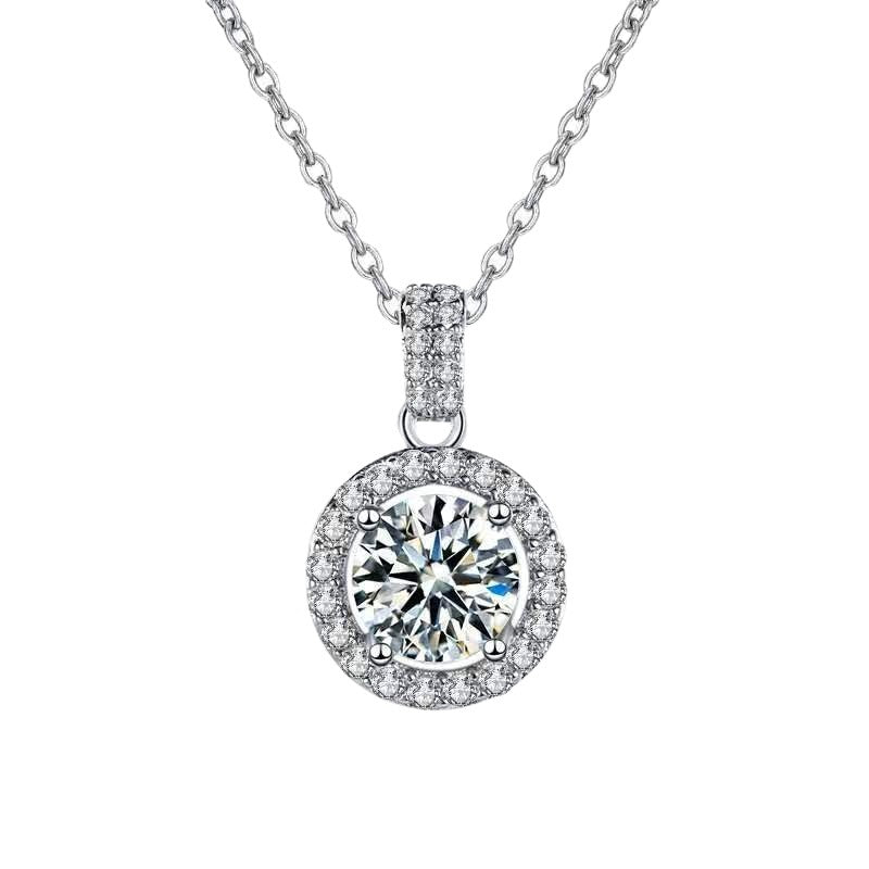925 Sterling Silver Geometric Pendant Necklace with 1ct/2ct/5ct Moissanite Cross Chain Women's Minimalist Jewelry
