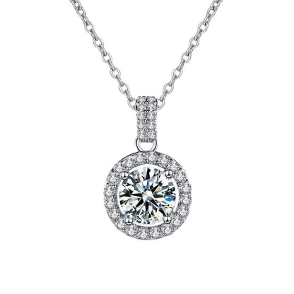 925 Sterling Silver Geometric Pendant Necklace with 1ct/2ct/5ct Moissanite Cross Chain Women's Minimalist Jewelry