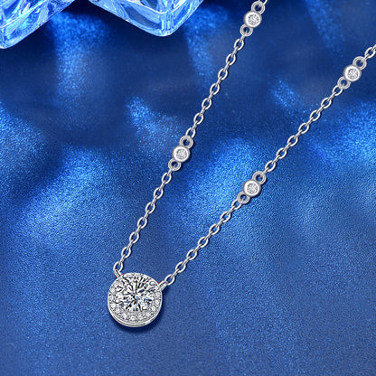 925 Sterling Silver Geometric Pendant Necklace with 1ct Moissanite Cross Chain Women's White Gold Plated Office Jewelry