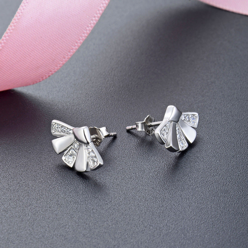 925 Sterling Silver Geometric Stud Earrings - Celebrity Street Style Fashion Earrings with Plastic Backs
