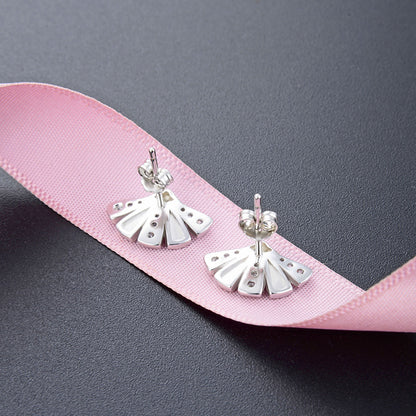 925 Sterling Silver Geometric Stud Earrings - Celebrity Street Style Fashion Earrings with Plastic Backs