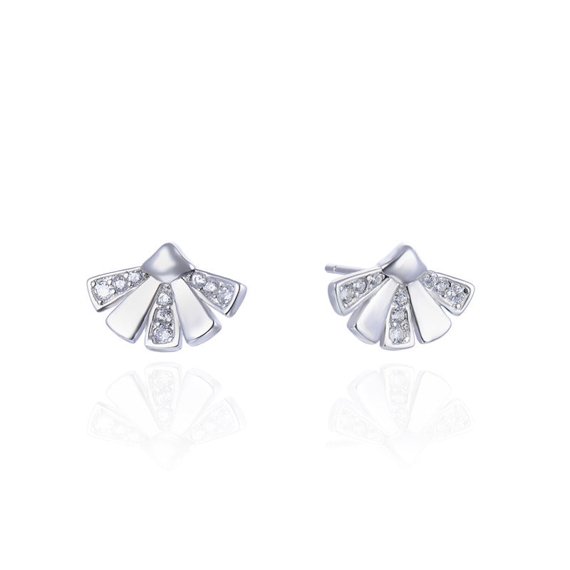 925 Sterling Silver Geometric Stud Earrings - Celebrity Street Style Fashion Earrings with Plastic Backs