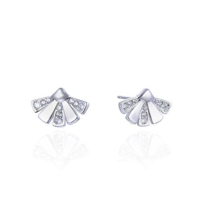 925 Sterling Silver Geometric Stud Earrings - Celebrity Street Style Fashion Earrings with Plastic Backs