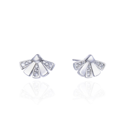 925 Sterling Silver Geometric Stud Earrings - Celebrity Street Style Fashion Earrings with Plastic Backs
