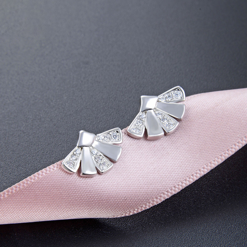 925 Sterling Silver Geometric Stud Earrings - Celebrity Street Style Fashion Earrings with Plastic Backs