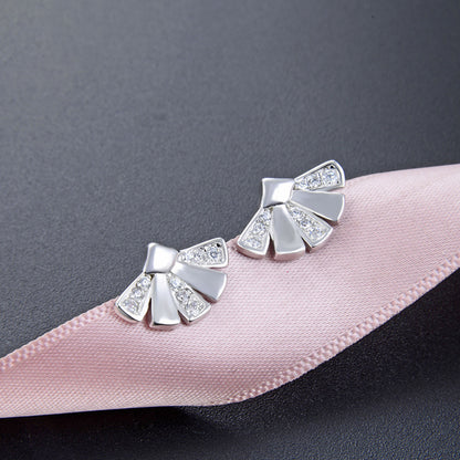 925 Sterling Silver Geometric Stud Earrings - Celebrity Street Style Fashion Earrings with Plastic Backs
