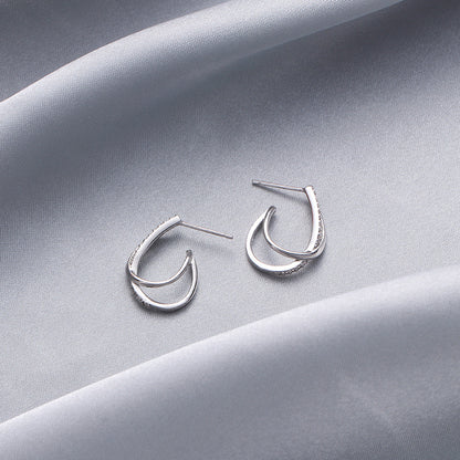 925 Sterling Silver Geometric Stud Earrings - Electroplated Cartoon Style Cute Earrings
