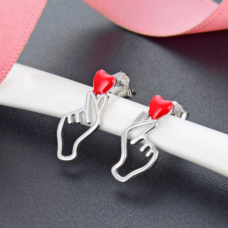 925 Sterling Silver Geometric Stud Earrings - Electroplated Korean Style Fashion Earrings with Plastic Backs