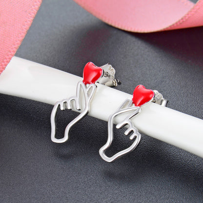 925 Sterling Silver Geometric Stud Earrings - Electroplated Korean Style Fashion Earrings with Plastic Backs