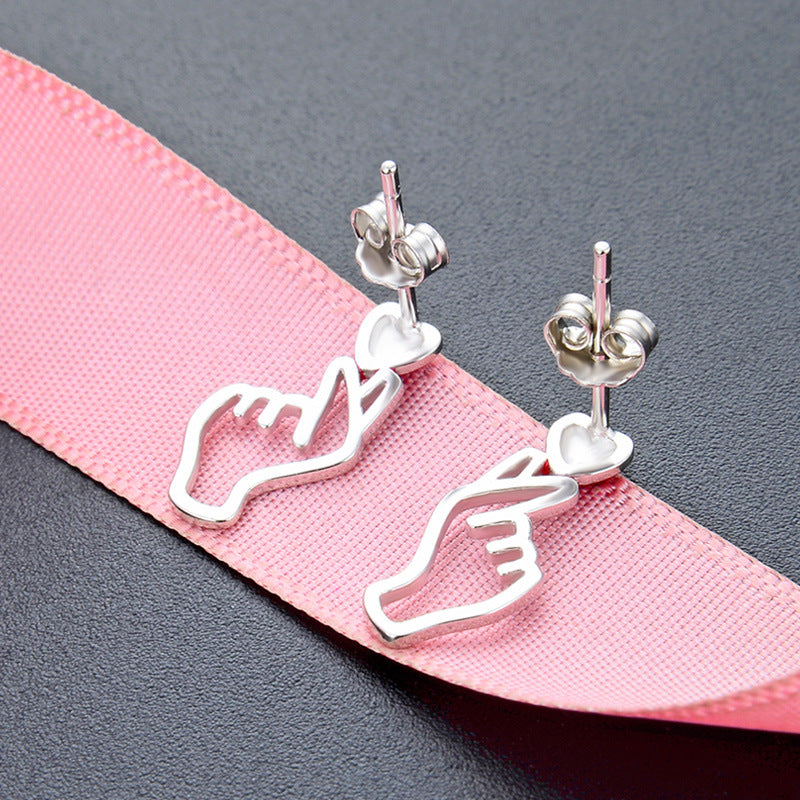 925 Sterling Silver Geometric Stud Earrings - Electroplated Korean Style Fashion Earrings with Plastic Backs