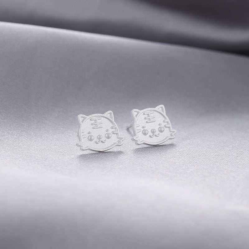925 Sterling Silver Geometric Stud Earrings - Electroplated Korean Style Minimalist Earrings with Plastic Backs