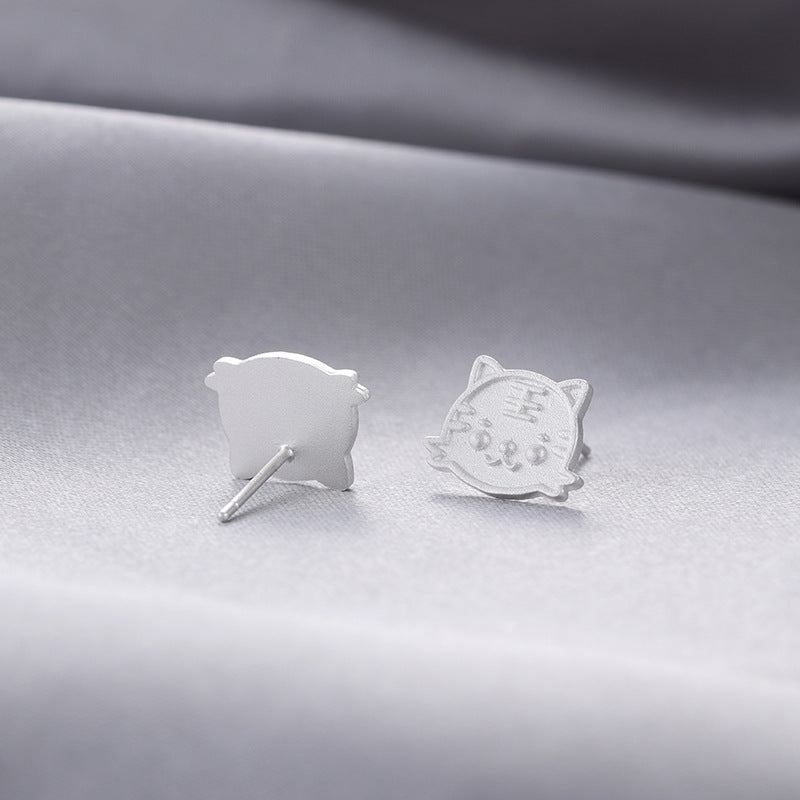 925 Sterling Silver Geometric Stud Earrings - Electroplated Korean Style Minimalist Earrings with Plastic Backs