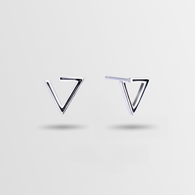 925 Sterling Silver Geometric Stud Earrings - Electroplated Korean Style Minimalist Earrings with Plastic Stoppers