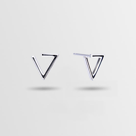 925 Sterling Silver Geometric Stud Earrings - Electroplated Korean Style Minimalist Earrings with Plastic Stoppers